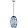 Ballston Vaz 10" Wide Satin Gold Corded Mini Pendant w/ Princess Blue