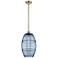 Ballston Vaz 10"W Antique Brass Stemmed Mini Pendant w/ Princess Blue