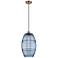 Ballston Vaz 10"W Antique Copper Corded Mini Pendant w/ Princess Blue