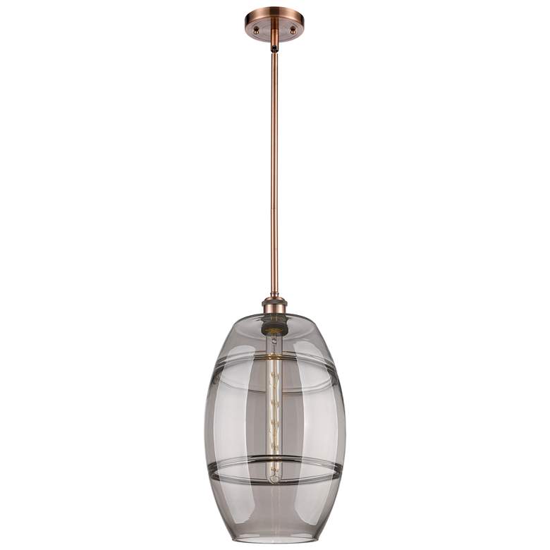 Image 1 Ballston Vaz 10"W Antique Copper Stemmed Mini Pendant w/ Light Smoke S