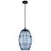 Ballston Vaz 10"W Black Antique Brass Corded Mini Pendant w/ Blue Shad