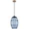 Ballston Vaz 10"W Brushed Brass Corded Mini Pendant w/ Princess Blue S
