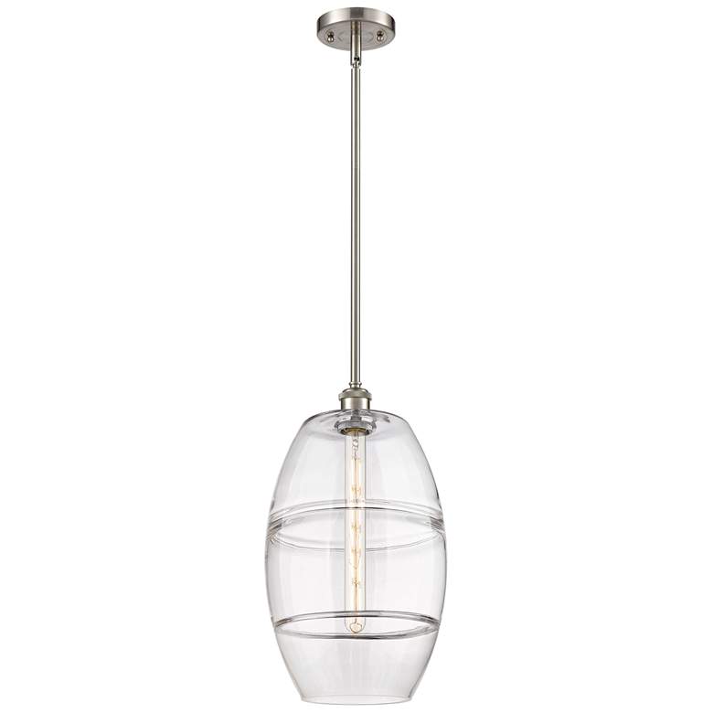 Image 1 Ballston Vaz 10"W Brushed Satin Nickel Stemmed Mini Pendant w/ Clear S