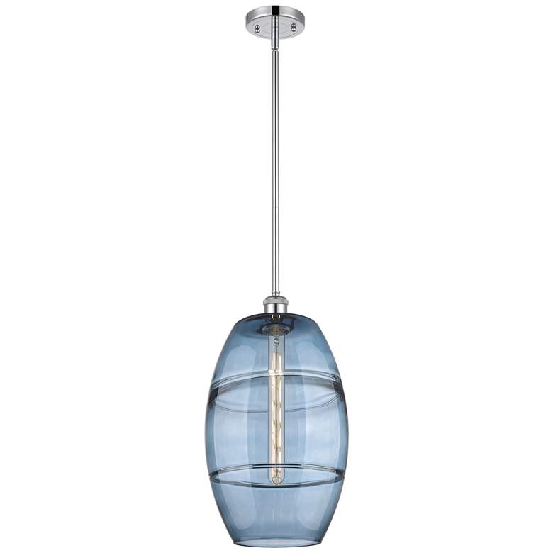 Image 1 Ballston Vaz 10"W Chrome Stemmed Mini Pendant w/ Princess Blue Shade