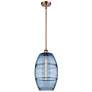 Ballston Vaz 10"W Copper Stemmed Mini Pendant w/ Princess Blue Shade