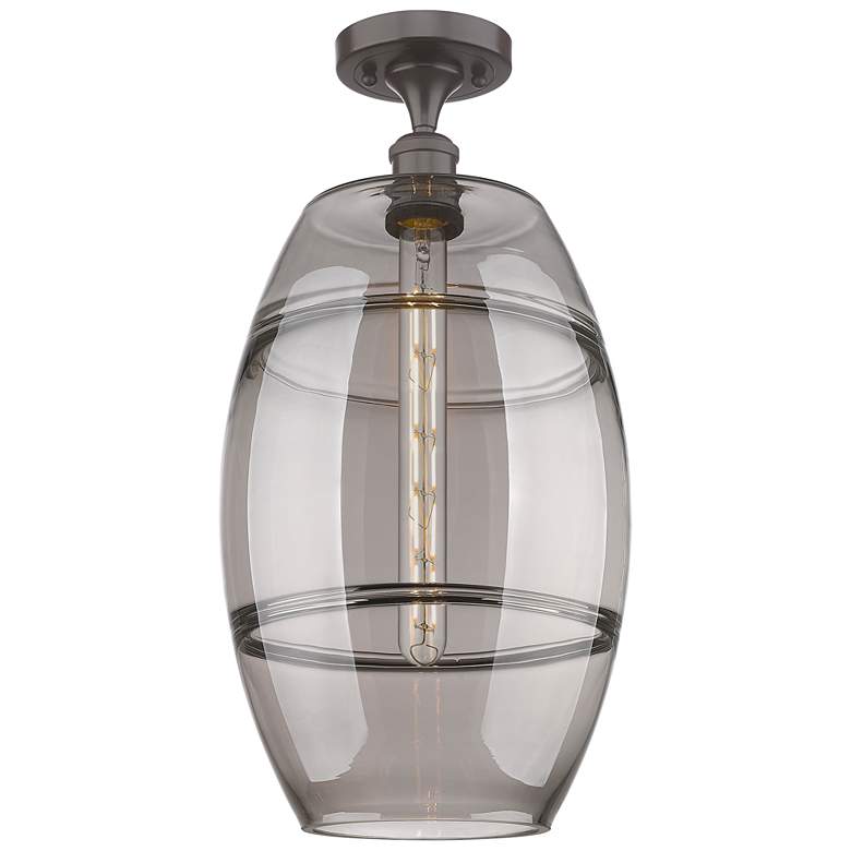Image 1 Ballston Vaz 10"W Oil Rubbed Bronze Semi-Flush Mount w/ Light Smoke Sh