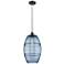 Ballston Vaz 10"W Oiled Bronze Corded Mini Pendant w/ Princess Blue Sh