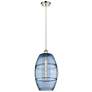 Ballston Vaz 10"W Polished Nickel Corded Mini Pendant w/ Blue Shade