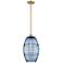 Ballston Vaz 10"W Satin Gold Stemmed Mini Pendant w/ Princess Blue Sha