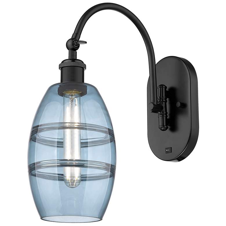 Image 1 Ballston Vaz 11.63"H Black Horizontally Adjustable Sconce w/ Blue Shad