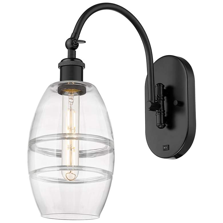 Image 1 Ballston Vaz 11.63"H Black Horizontally Adjustable Sconce w/ Clear Sha