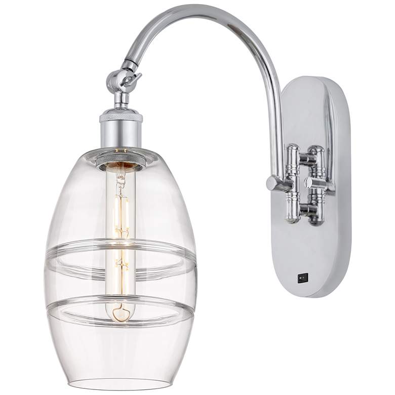 Image 1 Ballston Vaz 11.63"H Chrome Horizontally Adjustable Sconce w/ Clear Sh