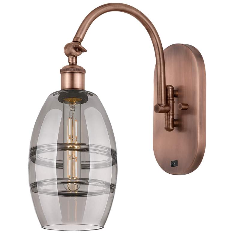 Image 1 Ballston Vaz 11.63"H Copper Horizontally Adjustable Sconce w/ Smoke Sh