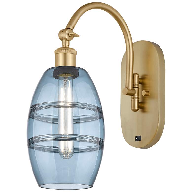 Image 1 Ballston Vaz 11.63"H Gold Horizontally Adjustable Sconce w/ Blue Shade
