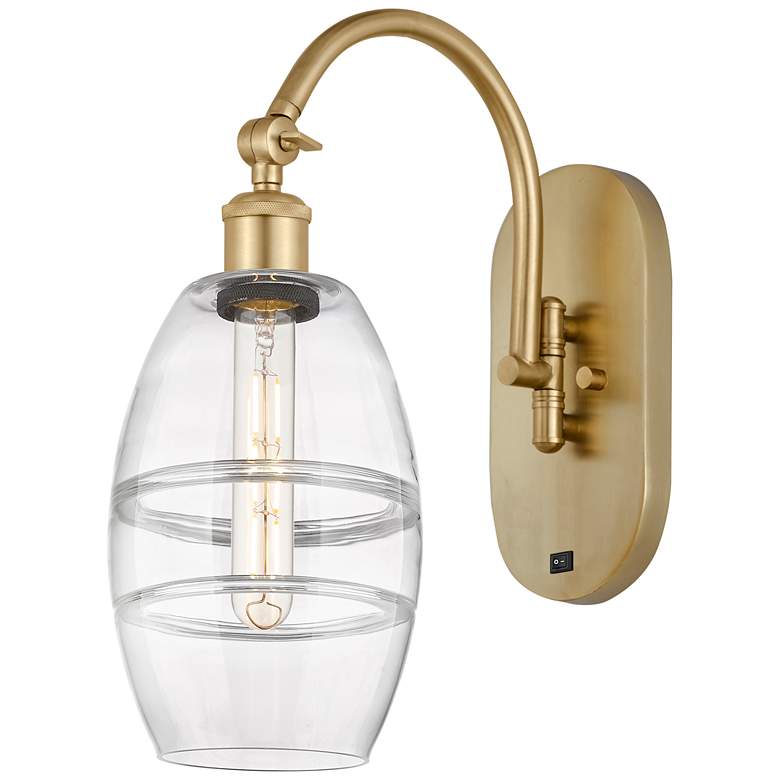 Image 1 Ballston Vaz 11.63"H Gold Horizontally Adjustable Sconce w/ Clear Shad