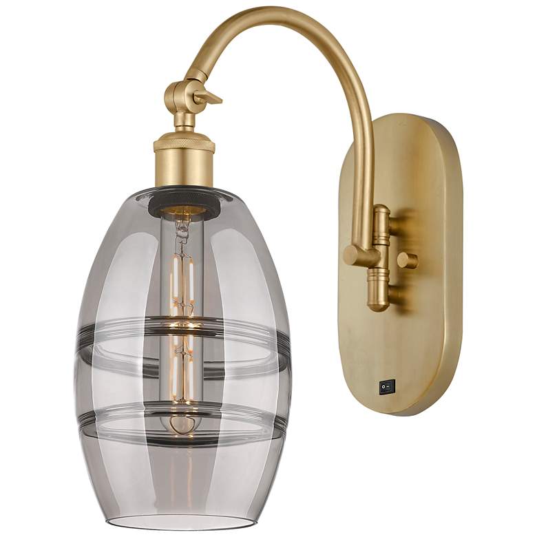 Image 1 Ballston Vaz 11.63"H Gold Horizontally Adjustable Sconce w/ Smoke Shad