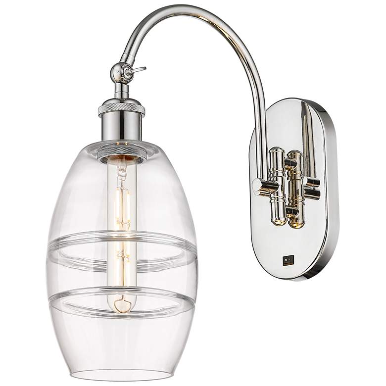 Image 1 Ballston Vaz 11.63"H Polished Nickel Adjustable Sconce w/ Clear Shade