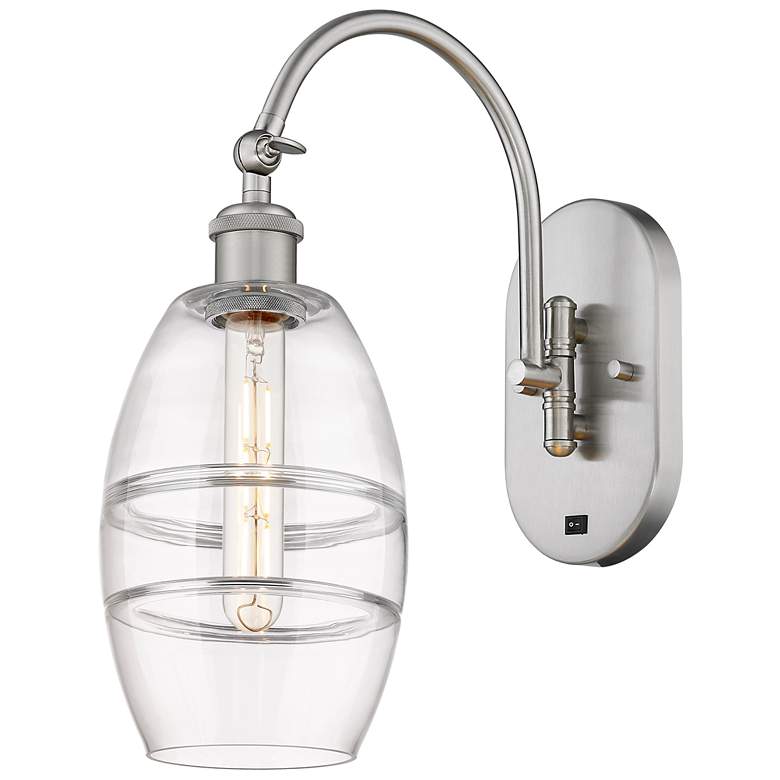 Image 1 Ballston Vaz 11.63"H Satin Nickel Adjustable Sconce w/ Clear Shade