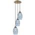 Ballston Vaz 12.38"W 3-Light Antique Brass Corded Pendant w/ Blue Shad