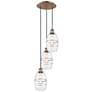Ballston Vaz 12.38"W 3-Light Antique Copper Corded Pendant w/ Clear Sh