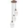 Ballston Vaz 12.38"W 3-Light Antique Copper Corded Pendant w/ Clear Sh