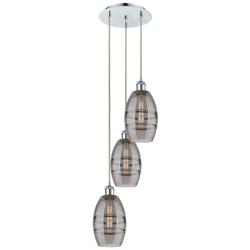 Ballston Vaz 12.38"W 3-Light Chrome Corded Pendant w/ Smoke Shade