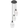 Ballston Vaz 12.38"W 3-Light Matte Black Corded Pendant w/ Clear Shade