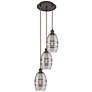Ballston Vaz 12.38"W 3-Light Oiled Bronze Corded Pendant w/ Smoke Shad