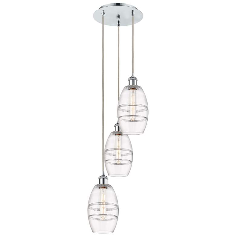 Image 1 Ballston Vaz 12.38"W 3-Light Polished Chrome Corded Pendant w/ Clear S