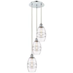 Ballston Vaz 12.38"W 3-Light Polished Chrome Corded Pendant w/ Clear S