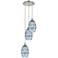 Ballston Vaz 12.38"W 3-Light Polished Nickel Corded Pendant w/ Blue Sh