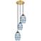 Ballston Vaz 12.38"W 3-Light Satin Gold Corded Multi Pendant w/ Blue S