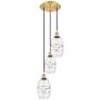 Ballston Vaz 12.38"W 3-Light Satin Gold Corded Multi Pendant w/ Clear