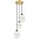 Ballston Vaz 12.38"W 3-Light Satin Gold Corded Multi Pendant w/ Clear