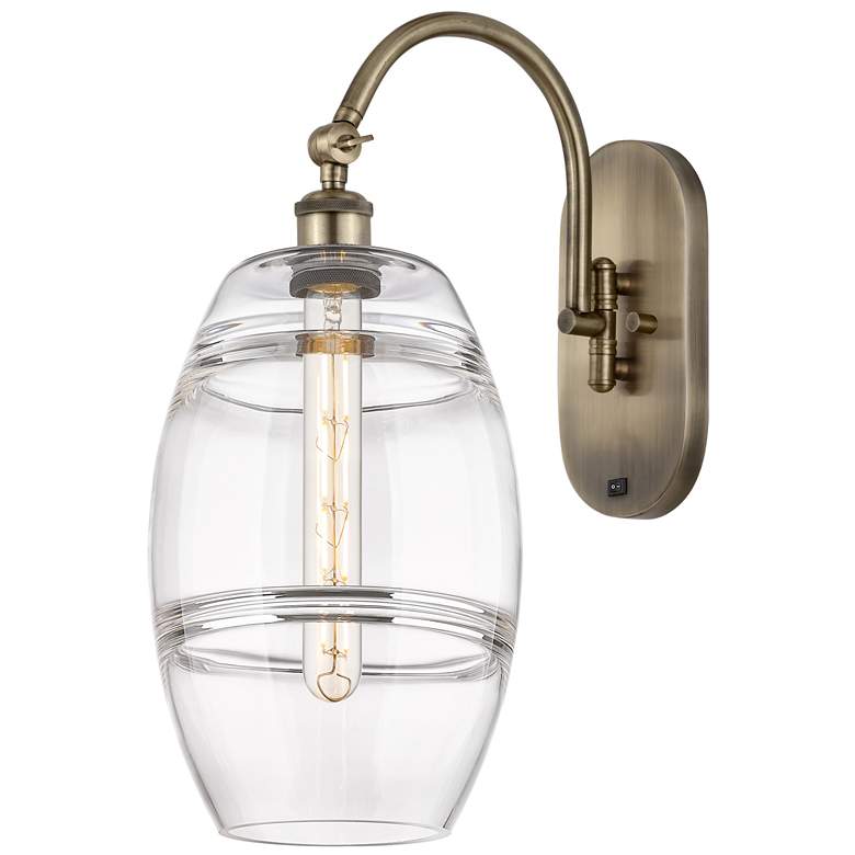 Image 1 Ballston Vaz 13.38"H Antique Brass Adjustable Sconce w/ Clear Shade