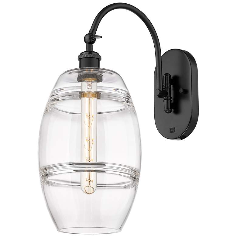 Image 1 Ballston Vaz 13.38"H Black Horizontally Adjustable Sconce w/ Clear Sha
