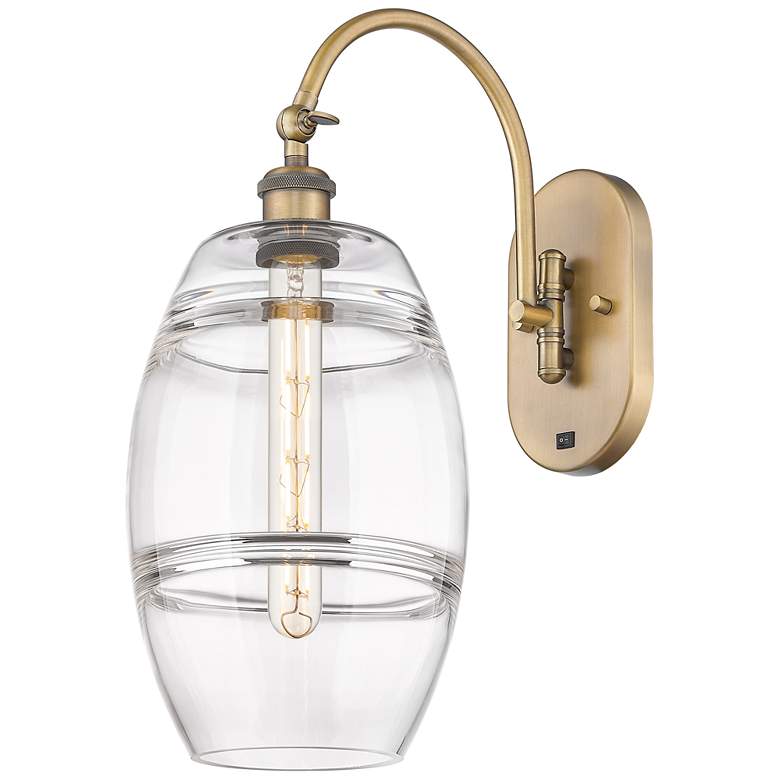 Image 1 Ballston Vaz 13.38"H Brushed Brass Adjustable Sconce w/ Clear Shade