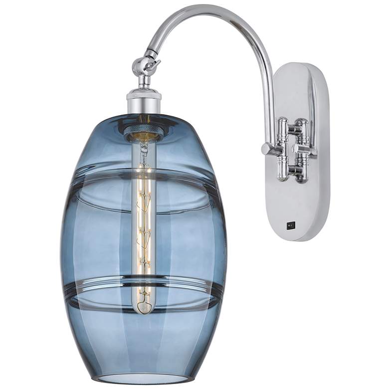 Image 1 Ballston Vaz 13.38"H Chrome Horizontally Adjustable Sconce w/ Blue Sha