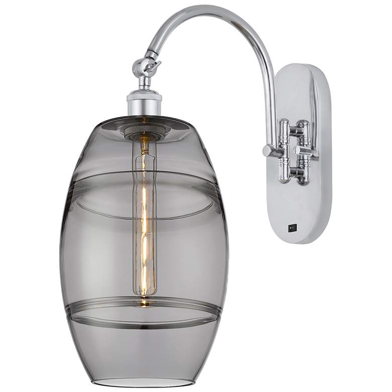 Image 1 Ballston Vaz 13.38"H Chrome Horizontally Adjustable Sconce w/ Smoke Sh