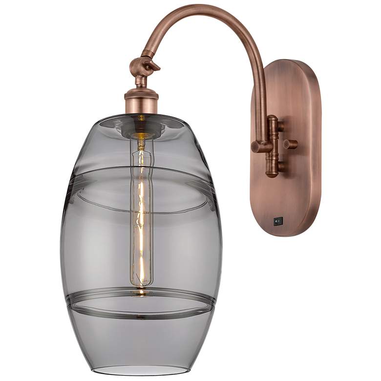 Image 1 Ballston Vaz 13.38"H Copper Horizontally Adjustable Sconce w/ Smoke Sh