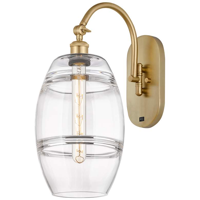 Image 1 Ballston Vaz 13.38"H Gold Horizontally Adjustable Sconce w/ Clear Shad