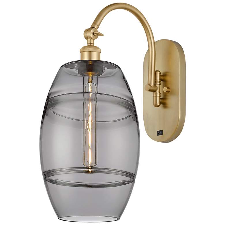 Image 1 Ballston Vaz 13.38"H Gold Horizontally Adjustable Sconce w/ Smoke Shad