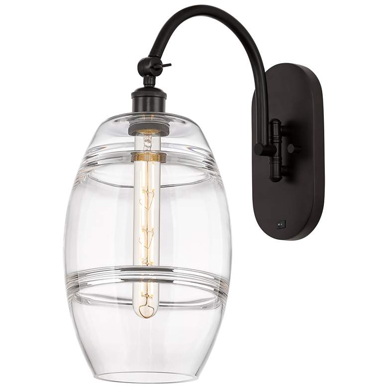 Image 1 Ballston Vaz 13.38"H Oiled Bronze Adjustable Sconce w/ Clear Shade