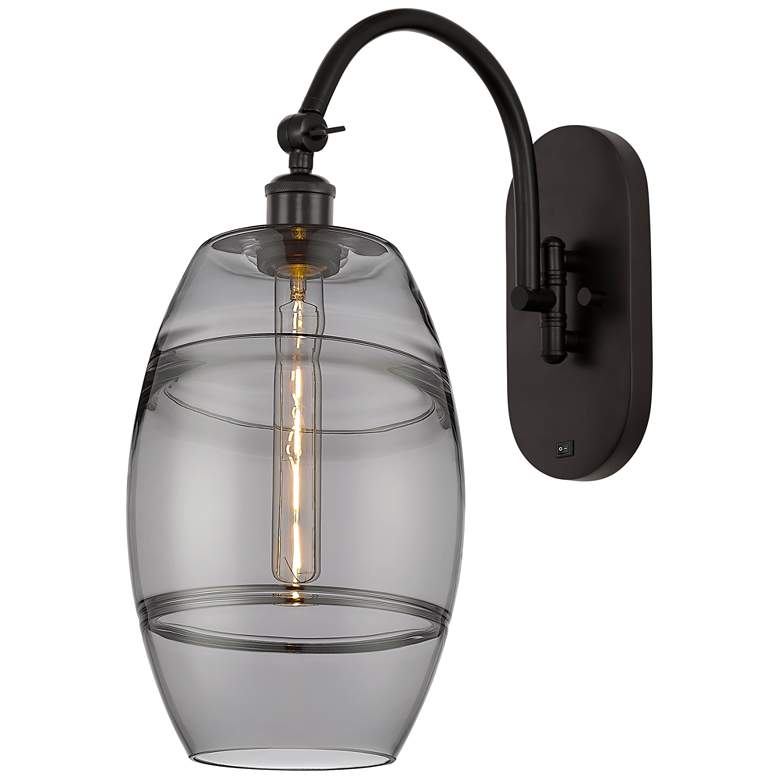 Image 1 Ballston Vaz 13.38"H Oiled Bronze Adjustable Sconce w/ Smoke Shade