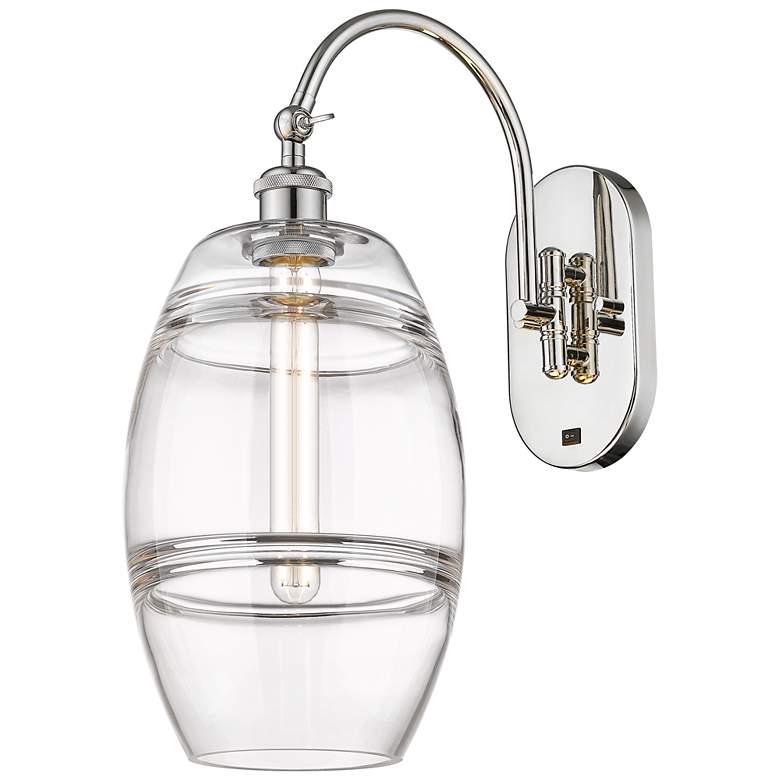 Image 1 Ballston Vaz 13.38"H Polished Nickel Adjustable Sconce w/ Clear Shade