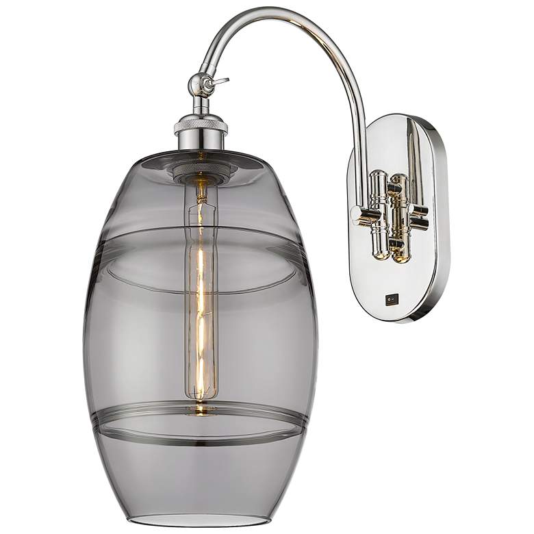 Image 1 Ballston Vaz 13.38"H Polished Nickel Adjustable Sconce w/ Smoke Shade