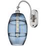 Ballston Vaz 13.38"H Satin Nickel Adjustable Sconce w/ Blue Shade