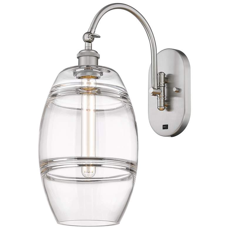 Image 1 Ballston Vaz 13.38"H Satin Nickel Adjustable Sconce w/ Clear Shade
