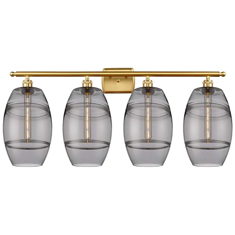 Image 1 Ballston Vaz 14.5"W 3-Light Antique Brass Corded Pendant w/ Smoke Shad