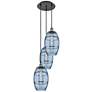 Ballston Vaz 14.5"W 3-Light Black Brass Corded Multi Pendant w/ Blue S